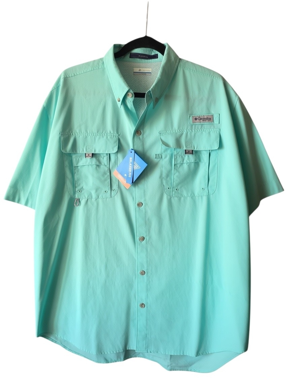 ​NWT Columbia PFG Bahama II Short Sleeve Shirt Mens XL Aqua Mint